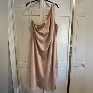 BHLDN one shoulder satin midi dress